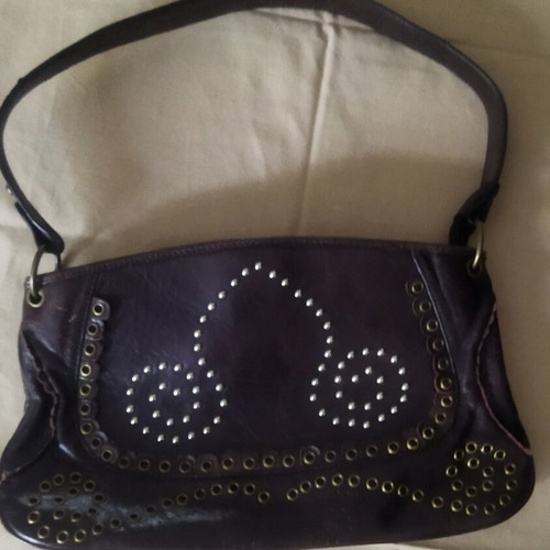 ABRO shoulder bag in Y2K style with silver studs, brown