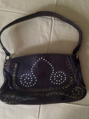 ABRO shoulder bag in Y2K style with silver studs, brown