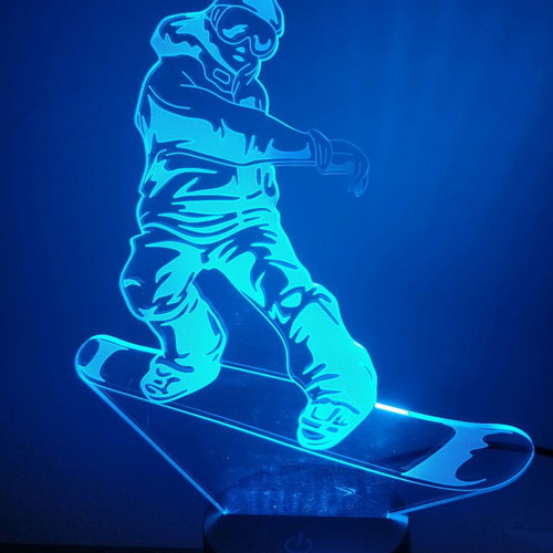 Snowboarder Led table lamp plexiglass used