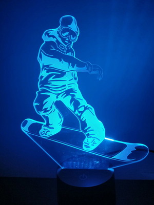 Snowboarder Led table lamp plexiglass used