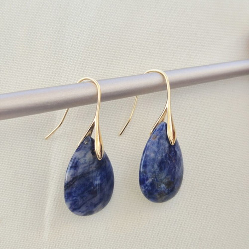 Blue Brown Earrings New With Gold Details