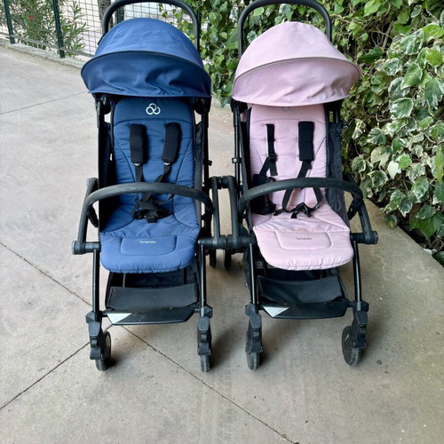Bumprider Connect 3 twin strollers like new, pack of 2, pink and blue