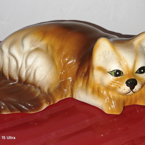 Vintage Large Ceramic Cat 30cm decorative figurine