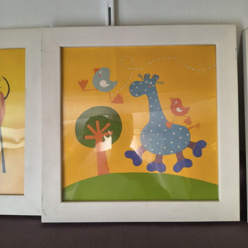 IKEA SMARR set of 4 kids' framed prints, 30x30 cm, white frame