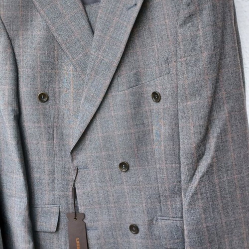 Men's gray wool double-breasted suit Portobello's new