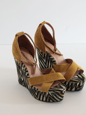 Jeffrey Campbell summer platform sandals, brown multicolor, size 38