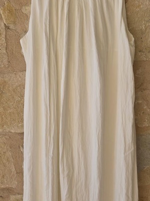 Ivory sleeveless gathered-neck shift dress