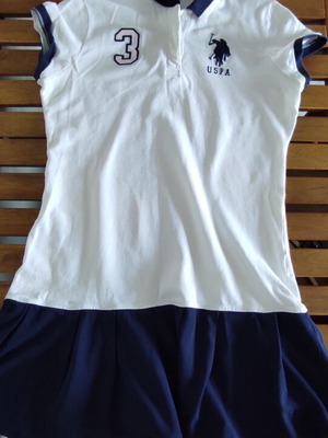 U.S. Polo Assn. dress L like new, white and blue