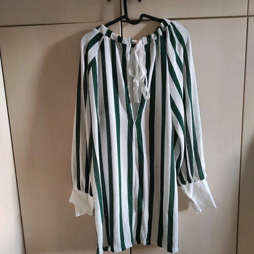 Zara long blouse dress like new, white and green, size L