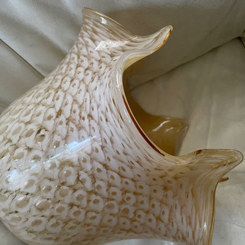 Vintage beige ceiling light made of hand-blown glass alabaster like new