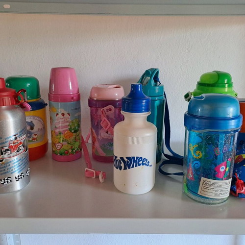 Children's water bottles used, pack of 9 all together