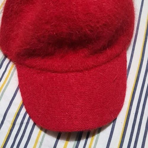 Fur hat like new, red, size S
