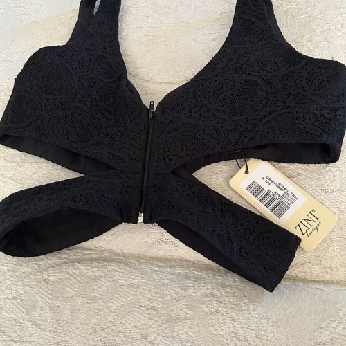 ZINI lace bustier top with beads, black, size S