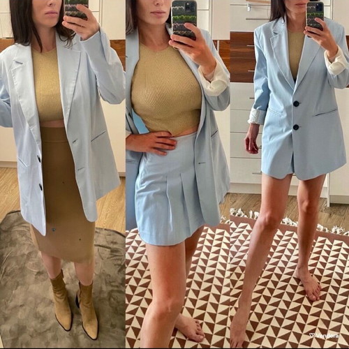 Zara set jacket and skirt-shorts like new, blue turquoise