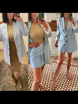 Σετ Zara σακάκι και φούστα-σορτς σαν καινούργιο, μπλε τιρκουάζ
