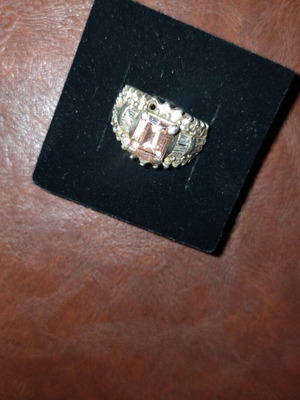 Silver ring used, multicolored, missing zircon stones