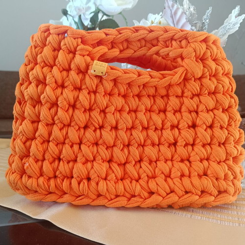 Handmade knitted handbag new, orange
