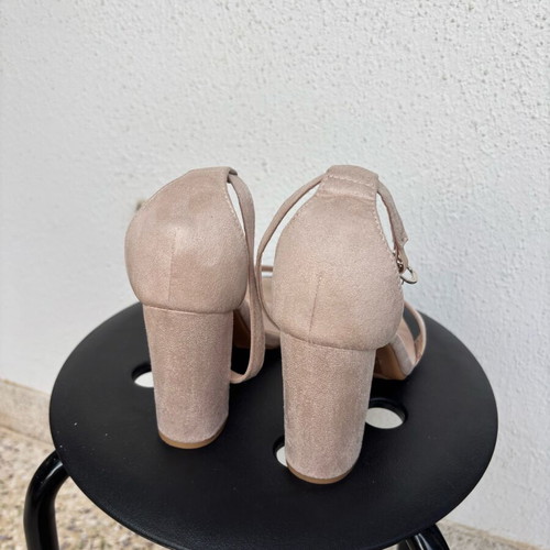 Plato beige suede women's sandals with 10cm block heel like new, size 39