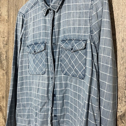 Stradivarius denim shirt like new, blue with check pattern