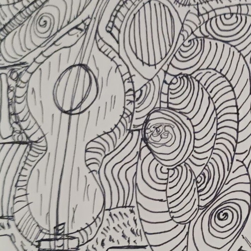 Psychedelic drawing The Girl and Her Guitar made to order