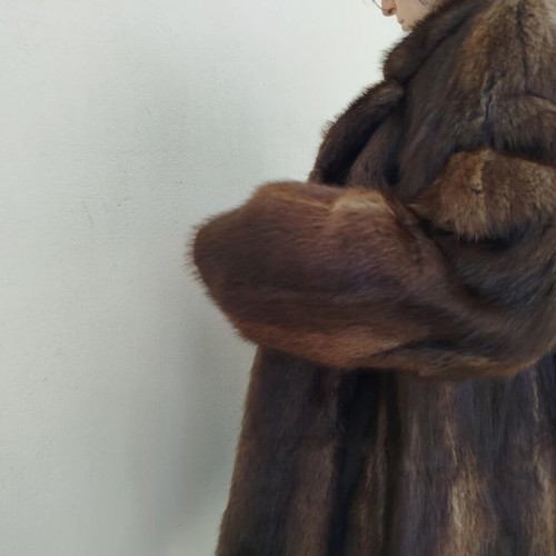 Women's coat made of natural fur new, brown and black