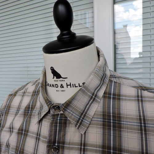Jack Wolfskin men's beige check shirt, XL, short sleeve