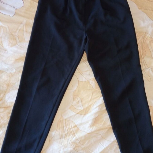 High-waist office pants with pleats and belt, black, size XL