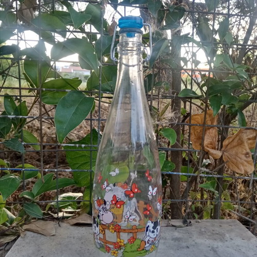 Borgonovo glass bottle with clip, 1 litre, Italy