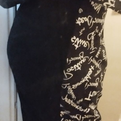 Women's long sleeve dress, black and white, jersey fabric