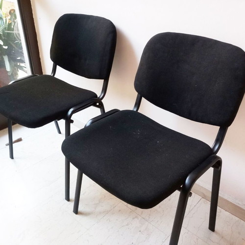 Visitor chairs used, simple black, set of two with metal frame
