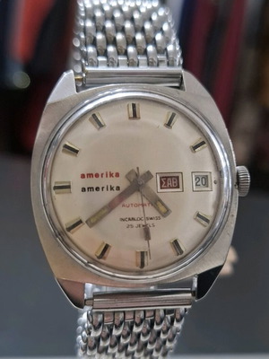 Amerika Automatic Watch 25 Jewels Incabloc like new, Greek dial