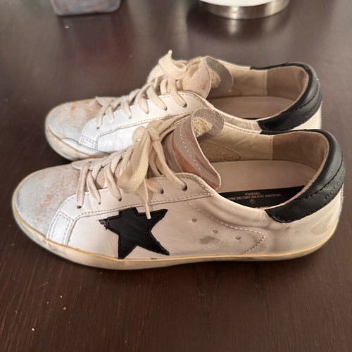 Golden Goose Superstar sneakers like new, black and white, pony skin detail