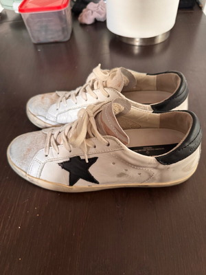 Golden Goose Superstar sneakers like new, black and white, pony skin detail