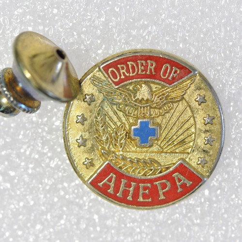 Order of AHEPA lapel pin used, 2 cm diameter