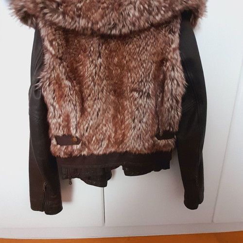 Benetton leather jacket used, brown