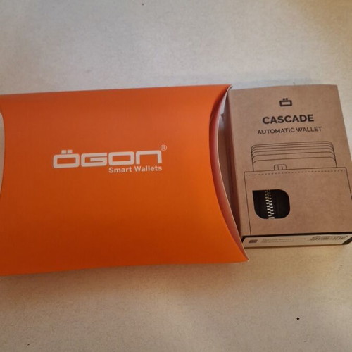 Ogon Cascade automatic smart wallet with RFID like new, black