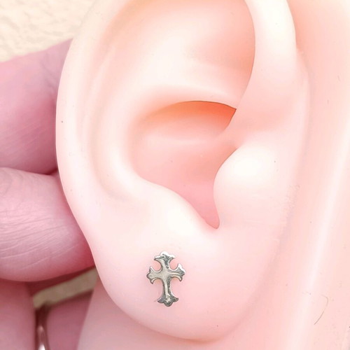 Unisex stainless steel cross stud earrings