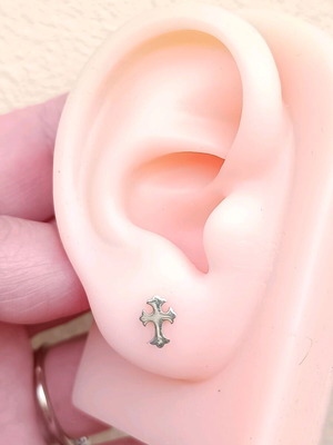 Unisex stainless steel cross stud earrings