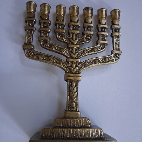 Authentic brass menorah 7-candle holder like new from Israel
