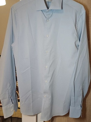 Calliope men's slim fit light blue dress shirt, size S, easy iron