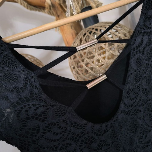 Black lace dress new, cloche silhouette, elegant back detail