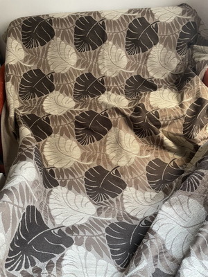 Large throw blanket used, beige gray brown shades, 1.76x2.76 m
