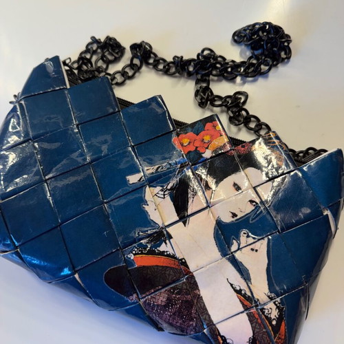 Handmade Geisha Art Shoulder Bag new, woven from recycled paper