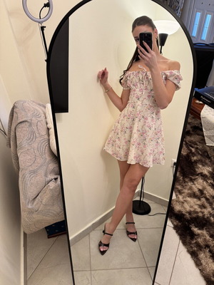 Mini floral dress Small like new, white multicolor by Decoro