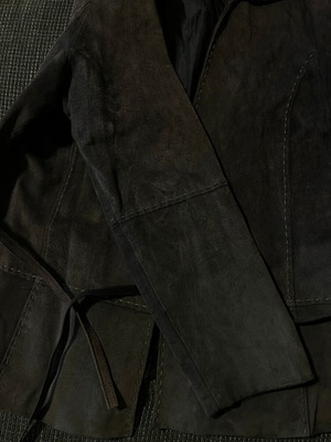 Womantex jacket size 46 brown with belt, vintage suede look, like new