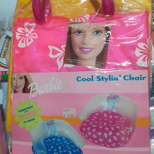 Barbie inflatable chair collectible new pink with flowers
