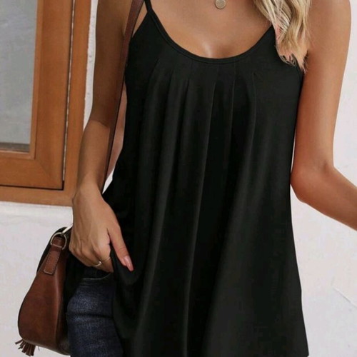 Black top with adjustable straps, new, size L