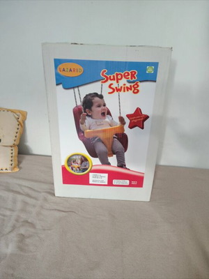 Hanging swing red with back and ropes new