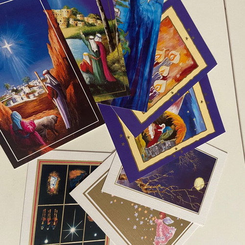 Christmas cards new, 8 designs painted with mouth