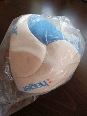 Hager promotional beach soccer ball, white and light blue